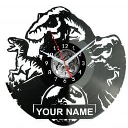Dinozaur Dinozaury Twoje Imię Zegar Ścienny Płyta Winylowa Nowoczesny Dekoracyjny Na Prezent Urodziny W3282R