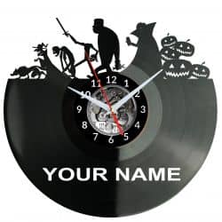 Halloween Twoje Imię Zegar Ścienny Płyta Winylowa Nowoczesny Dekoracyjny Na Prezent Urodziny W3293R