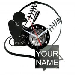 Baseball Twoja Nazwa Zegar Ścienny Płyta Winylowa Nowoczesny Dekoracyjny Na Prezent Urodziny W3295R