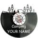  Camping Twoja Nazwa Zegar Ścienny Płyta Winylowa Nowoczesny Dekoracyjny Na Prezent Urodziny W3298R