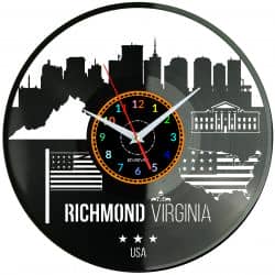 Richmond Virginia Zegar Ścienny Płyta Winylowa Nowoczesny Dekoracyjny Na Prezent Urodziny W3314