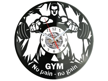 Gym No Pain No Gain Zegar Ścienny Płyta Winylowa Nowoczesny Dekoracyjny Na Prezent Urodziny W3322