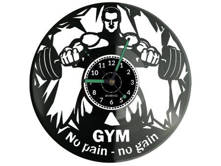 Gym No Pain No Gain Zegar Ścienny Płyta Winylowa Nowoczesny Dekoracyjny Na Prezent Urodziny W3322