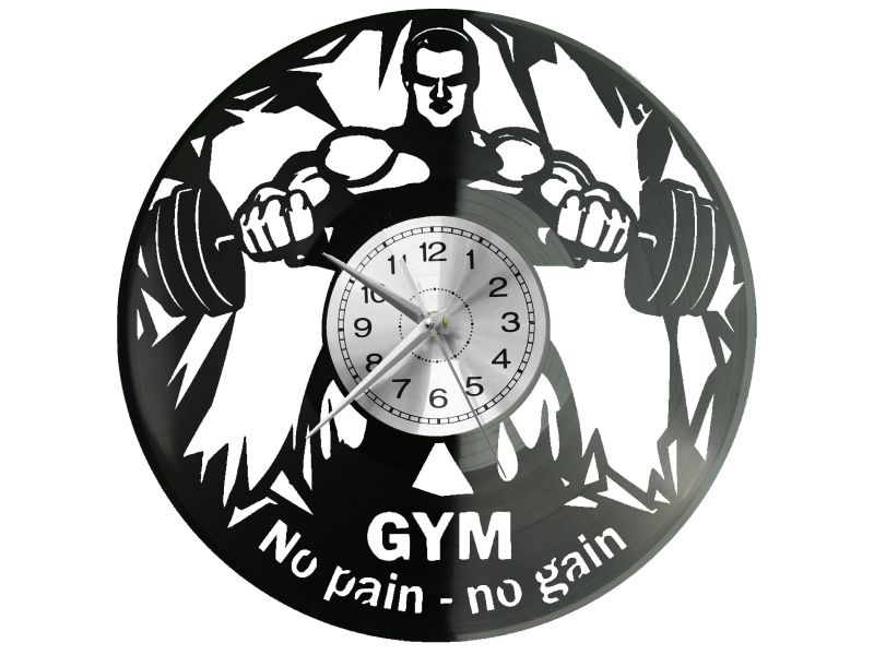 Gym No Pain No Gain Zegar Ścienny Płyta Winylowa Nowoczesny Dekoracyjny Na Prezent Urodziny W3322