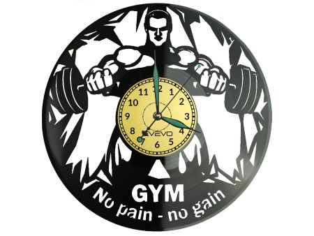 Gym No Pain No Gain Zegar Ścienny Płyta Winylowa Nowoczesny Dekoracyjny Na Prezent Urodziny W3322