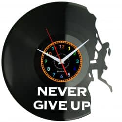Never Give Up Zegar Ścienny Płyta Winylowa Nowoczesny Dekoracyjny Na Prezent Urodziny W3330