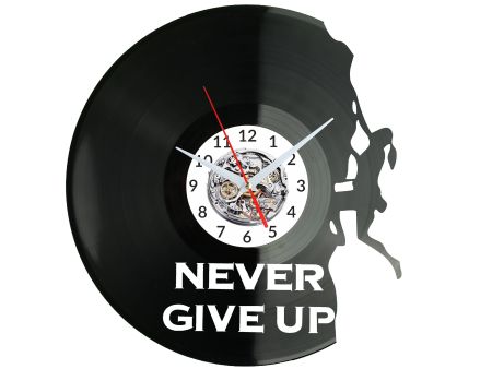 Never Give Up Zegar Ścienny Płyta Winylowa Nowoczesny Dekoracyjny Na Prezent Urodziny W3330