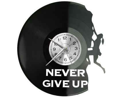 Never Give Up Zegar Ścienny Płyta Winylowa Nowoczesny Dekoracyjny Na Prezent Urodziny W3330