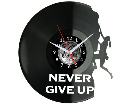 Never Give Up Zegar Ścienny Płyta Winylowa Nowoczesny Dekoracyjny Na Prezent Urodziny W3330