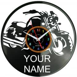 Motor Motocykl Twoje Imię Zegar Ścienny Płyta Winylowa Nowoczesny Dekoracyjny Na Prezent Urodziny W3335
