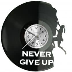 Never Give Up Zegar Ścienny Płyta Winylowa Nowoczesny Dekoracyjny Na Prezent Urodziny W3330S