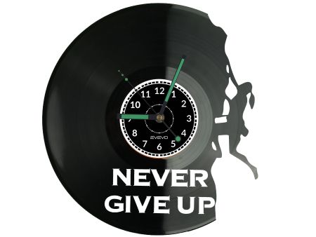 Never Give Up Zegar Ścienny Płyta Winylowa Nowoczesny Dekoracyjny Na Prezent Urodziny W3330S