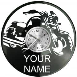 Motor Motocykl Twoje Imię Zegar Ścienny Płyta Winylowa Nowoczesny Dekoracyjny Na Prezent Urodziny W3335S