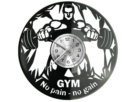 Gym No Pain No Gain Zegar Ścienny Płyta Winylowa Nowoczesny Dekoracyjny Na Prezent Urodziny W3322R