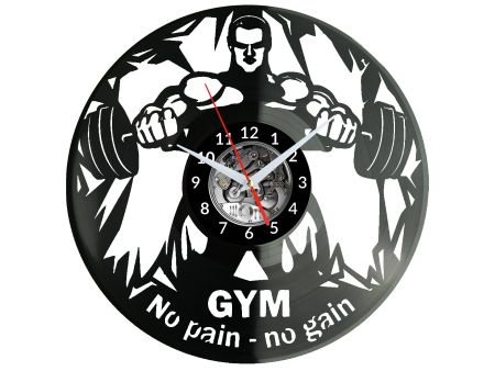 Gym No Pain No Gain Zegar Ścienny Płyta Winylowa Nowoczesny Dekoracyjny Na Prezent Urodziny W3322R