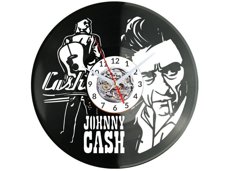 Johnny Cash Zegar Ścienny Płyta Winylowa Nowoczesny Dekoracyjny Na Prezent Urodziny W3379R