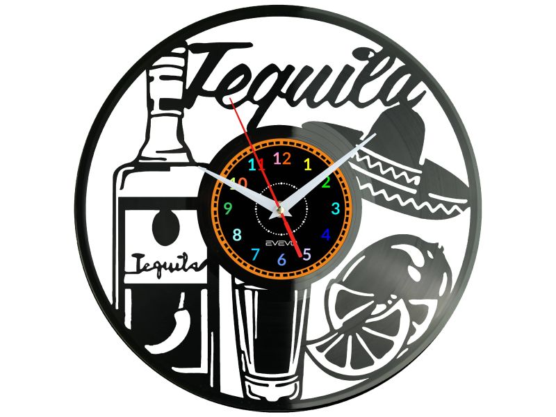 Tequila Zegar Ścienny Płyta Winylowa Nowoczesny Dekoracyjny Na Prezent Urodziny W3515