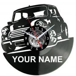 Stary Angielski Samochód Twoje Imię Zegar Ścienny Płyta Winylowa Nowoczesny Dekoracyjny Na Prezent Urodziny W3520R