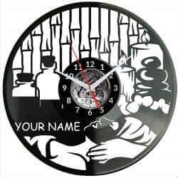Salon Piękności Twoja Nazwa Zegar Ścienny Płyta Winylowa Nowoczesny Dekoracyjny Na Prezent Urodziny W3522R