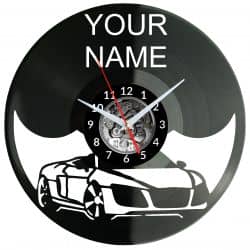 Car RS8 Twoje Imię Zegar Ścienny Płyta Winylowa Nowoczesny Dekoracyjny Na Prezent Urodziny W3525R