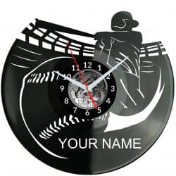 Baseball Twoja Nazwa Zegar Ścienny Płyta Winylowa Nowoczesny Dekoracyjny Na Prezent Urodziny W3527R