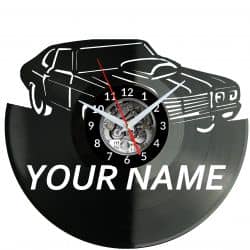 Stary Samochód Amerykański Twoje Imię Zegar Ścienny Płyta Winylowa Nowoczesny Dekoracyjny Na Prezent Urodziny W3534R