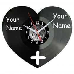 Miłość Serce Twoje Imię Zegar Ścienny Płyta Winylowa Nowoczesny Dekoracyjny Na Prezent Urodziny W3552R
