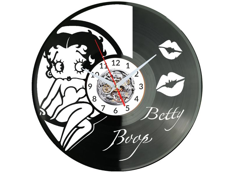 Betty Boop Zegar Ścienny Płyta Winylowa Nowoczesny Dekoracyjny Na Prezent Urodziny W3568R