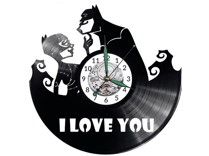 BATMAN I LOVE YOU ZEGAR ŚCIENNY PŁYTA WINYLOWA PREZENT UPOMINEK URODZINY DLA NIEJ DLA NIEGO EVEVO EVEVO.PL W0039