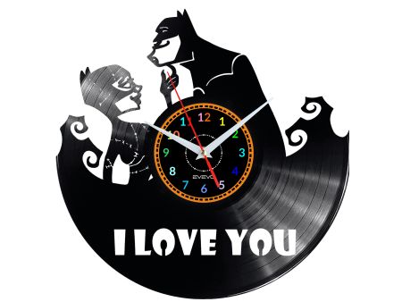 ZEGAR ŚCIENNY BATMAN I LOVE YOU PŁYTA WINYLOWA EVEVO