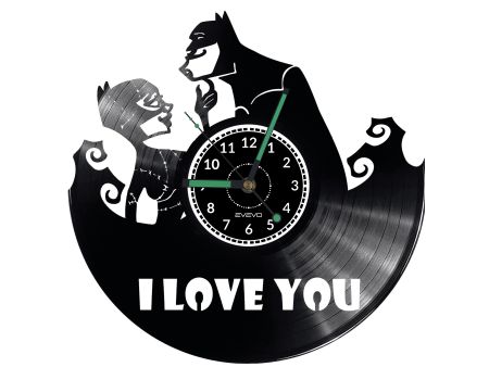 ZEGAR ŚCIENNY BATMAN I LOVE YOU PŁYTA WINYLOWA EVEVO