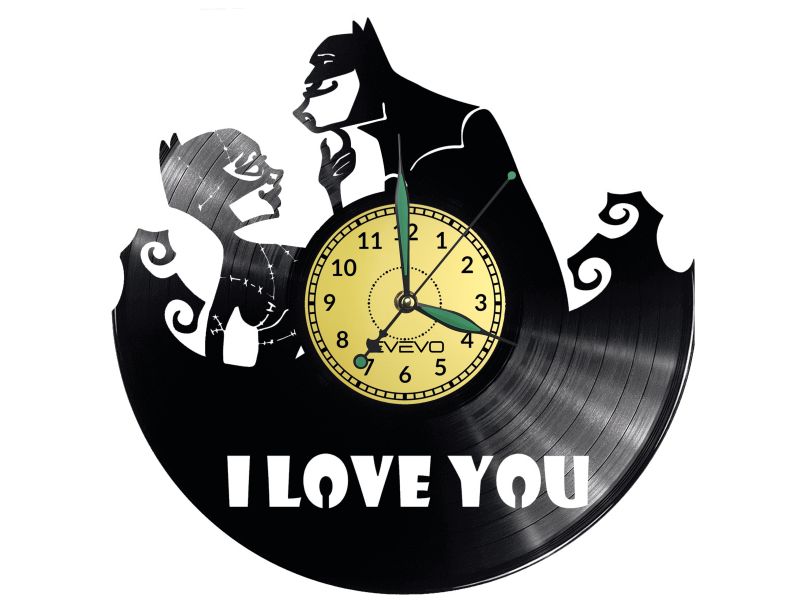 ZEGAR ŚCIENNY BATMAN I LOVE YOU PŁYTA WINYLOWA EVEVO