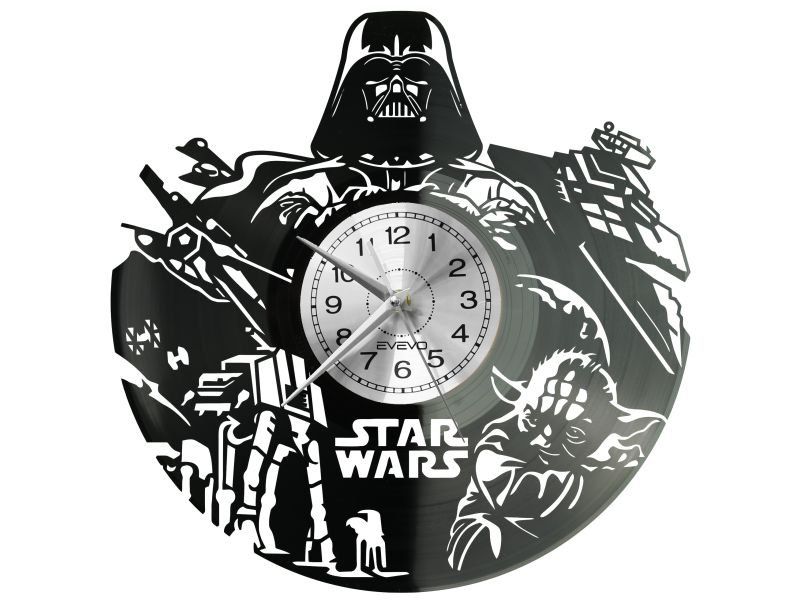 STAR WARS GWIEZDNE WOJNY ZEGAR ŚCIENNY PŁYTA WINYLOWA PREZENT UPOMINEK URODZINY DLA NIEJ DLA NIEGO EVEVO EVEVO.PL W0139