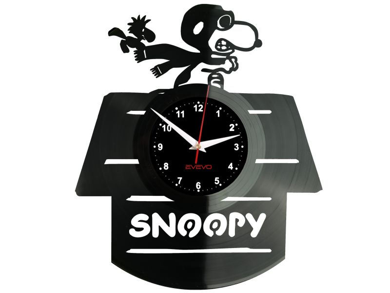 SNOOPY ZEGAR ŚCIENNY PŁYTA WINYLOWA PREZENT UPOMINEK URODZINY DLA NIEJ DLA NIEGO EVEVO EVEVO.PL W0103