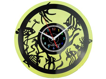 ZŁOTA RYBKA WELONKA KARAŚ ZEGAR FLUORESCENCYJNE TŁO ŚCIENNY PŁYTA WINYLOWA PREZENT UPOMINEK URODZINY EVEVO F0002