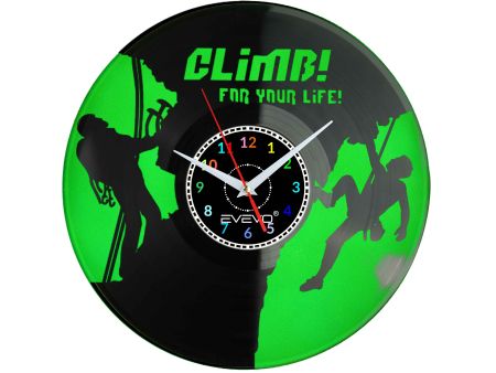 ZEGAR ŚCIENNY WSPINACZKA GÓRSKA ALPINIZM HIMALAIZM FLUORESCENCYJNE TŁO PŁYTA WINYLOWA PREZENT UPOMINEK URODZINY EVEVO