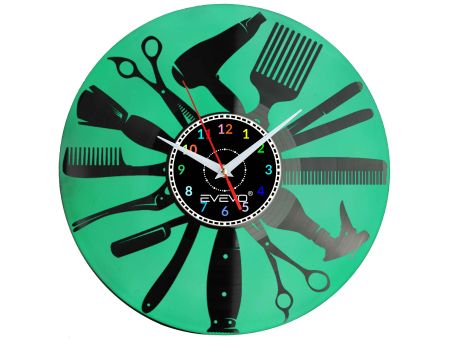 ZEGAR ŚCIENNY STUDIO URODY PIĘKNOŚCI FLUORESCENCYJNE TŁO PŁYTA WINYLOWA PREZENT UPOMINEK URODZINY GIFT SOUVENIR EVEVO F0027