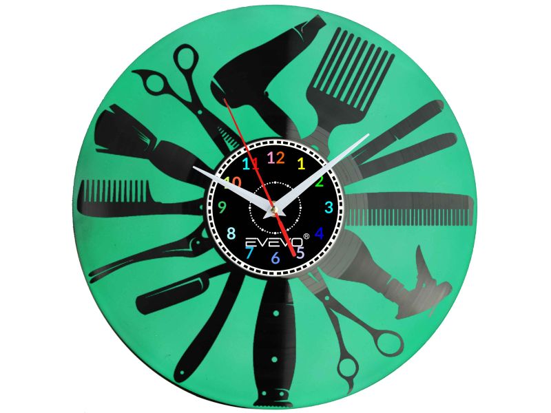 ZEGAR ŚCIENNY STUDIO URODY PIĘKNOŚCI FLUORESCENCYJNE TŁO PŁYTA WINYLOWA PREZENT UPOMINEK URODZINY GIFT SOUVENIR EVEVO F0027