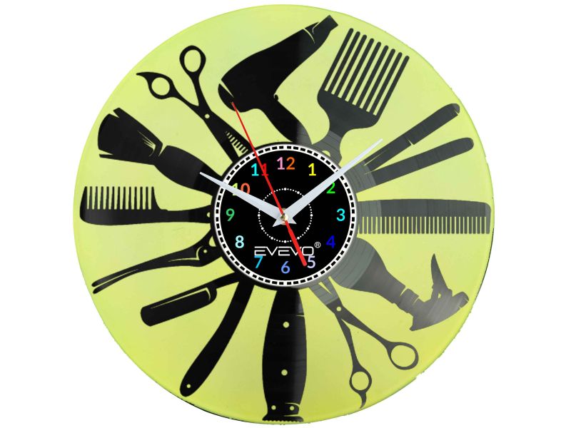 ZEGAR ŚCIENNY STUDIO URODY PIĘKNOŚCI FLUORESCENCYJNE TŁO PŁYTA WINYLOWA PREZENT UPOMINEK URODZINY GIFT SOUVENIR EVEVO W0027