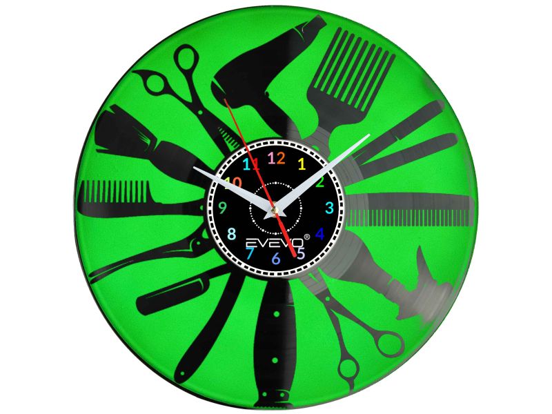 ZEGAR ŚCIENNY STUDIO URODY PIĘKNOŚCI FLUORESCENCYJNE TŁO PŁYTA WINYLOWA PREZENT UPOMINEK URODZINY GIFT SOUVENIR EVEVO W0027