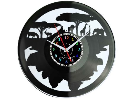 SAWANNA AFRYKA ZWIERZĘTA ZEGAR ŚCIENNY FLUORESCENCYJNE TŁO PŁYTA WINYLOWA PREZENT UPOMINEK URODZINY SOUVENIR EVEVO W0030 ALLEGRO