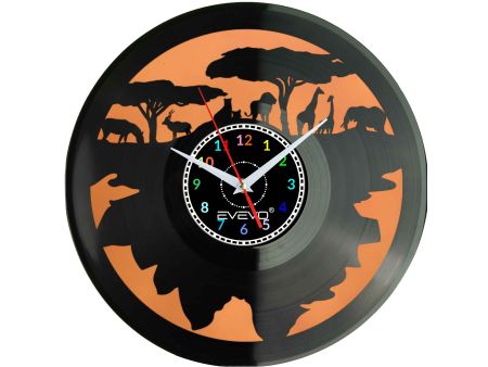 SAWANNA AFRYKA ZWIERZĘTA ZEGAR ŚCIENNY FLUORESCENCYJNE TŁO PŁYTA WINYLOWA PREZENT UPOMINEK URODZINY SOUVENIR EVEVO W0030 AMAZON