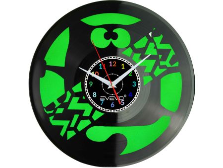 KOT KICIUŚ KOTEK MRUCZEK ZEGAR ŚCIENNY FLUORESCENCYJNE TŁO PŁYTA WINYLOWA PREZENT UPOMINEK URODZINY SOUVENIR EVEVO W0031