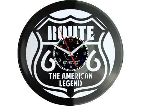 DROGA ROUTE 66 USA ZEGAR ŚCIENNY FLUORESCENCYJNE TŁO PŁYTA WINYLOWA PREZENT UPOMINEK URODZINY GIFT SOUVENIR EVEVO W0036 EMPIK