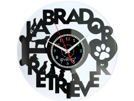 ZEGAR ŚCIENNY LABLADOR RETRIEVER MYŚLIWSKI PIES FLUORESCENCYJNE TŁO PŁYTA WINYLOWA PREZENT UPOMINEK URODZINY EVEVO W0041 ALLEGRO