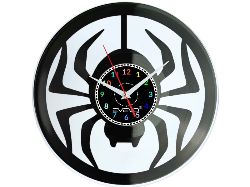 ZEGAR ŚCIENNY PAJĄK SZEŚCIONOGI KOSARZ KRZYŻAK FLUORESCENCYJNE TŁO PŁYTA WINYLOWA PREZENT UPOMINEK URODZINY EVEVO W0042 EBAY