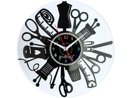 ZEGAR KRAWCOWEJ SZWACZKA MODYSTKA FLUORESCENCYJNE TŁO PŁYTA WINYLOWA PREZENT UPOMINEK URODZINY GIFT SOUVENIR EVEVO W0049 ALLEGRO