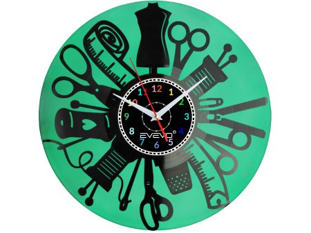 ZEGAR KRAWCOWEJ SZWACZKA MODYSTKA FLUORESCENCYJNE TŁO PŁYTA WINYLOWA PREZENT UPOMINEK URODZINY GIFT SOUVENIR EVEVO W0049 EMPIK