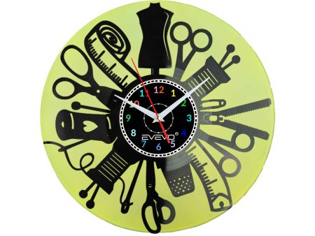 ZEGAR KRAWCOWEJ SZWACZKA MODYSTKA FLUORESCENCYJNE TŁO PŁYTA WINYLOWA PREZENT UPOMINEK URODZINY GIFT SOUVENIR EVEVO W0049