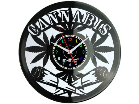 ZEGAR ŚCIENNY ZEGAR PASJONATA CANNABIS FLUORESCENCYJNE TŁO PŁYTA WINYLOWA PREZENT UPOMINEK URODZINY GIFT SOUVENIR EVEVO F0050